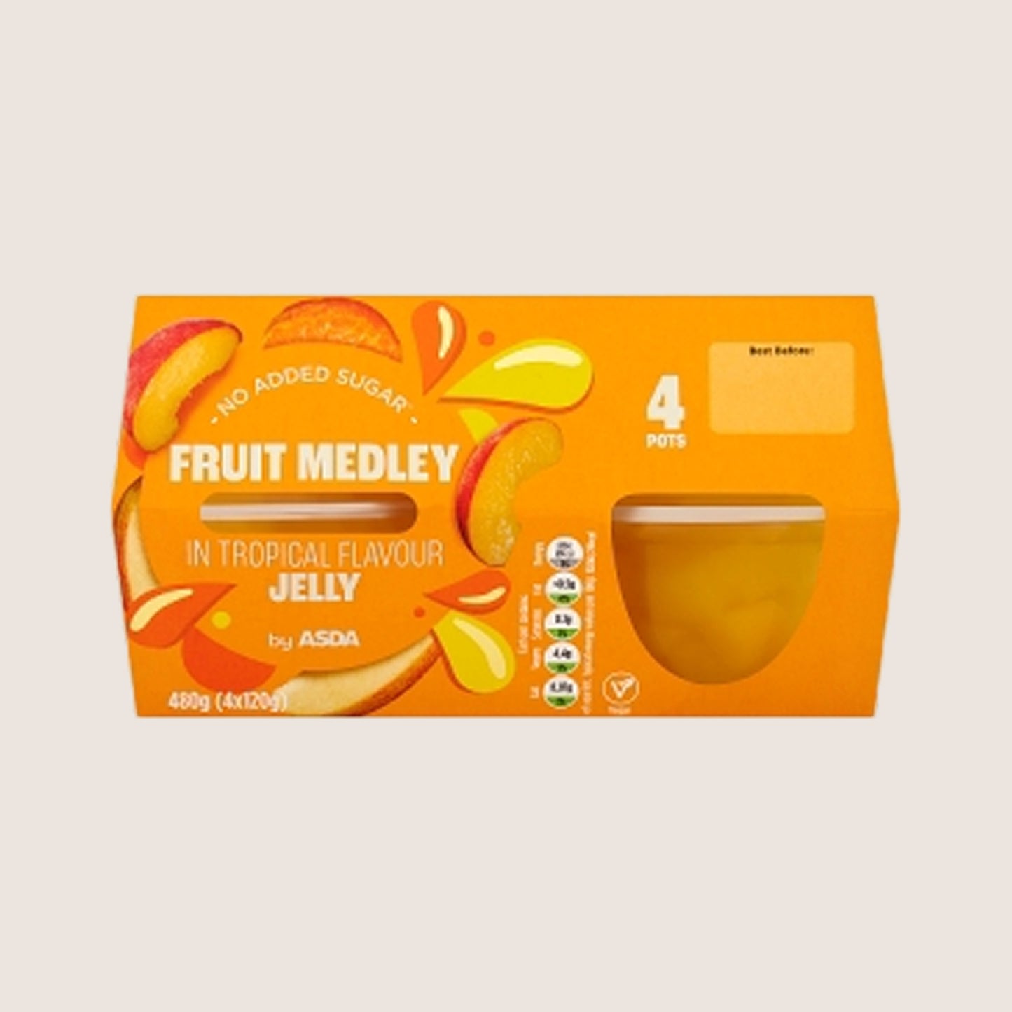 ASDA Fruit Medley in Tropical Flavour Jelly No Added Sugar 4 x 120g