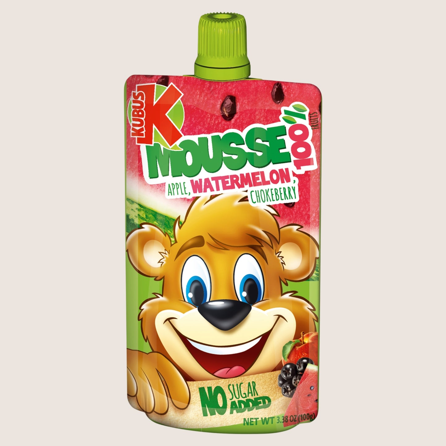 Kubus 100% Fruits Mousse Apple, Watermelon, Chokeberry 100g No Added Sugar