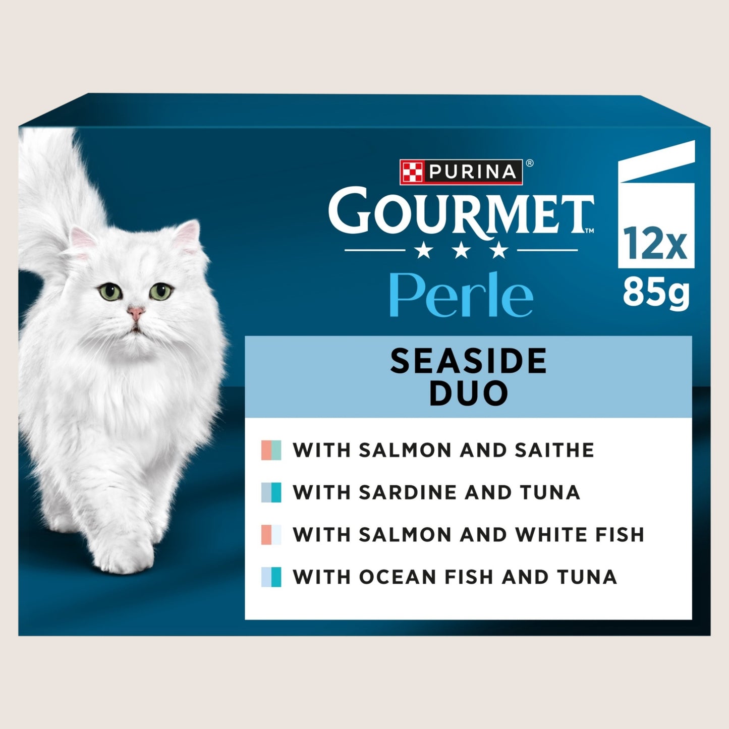 Gourmet Perle Mini Fillets in Gravy Seaside Duo Wet Cat Food No Artificial Additives 12x85g