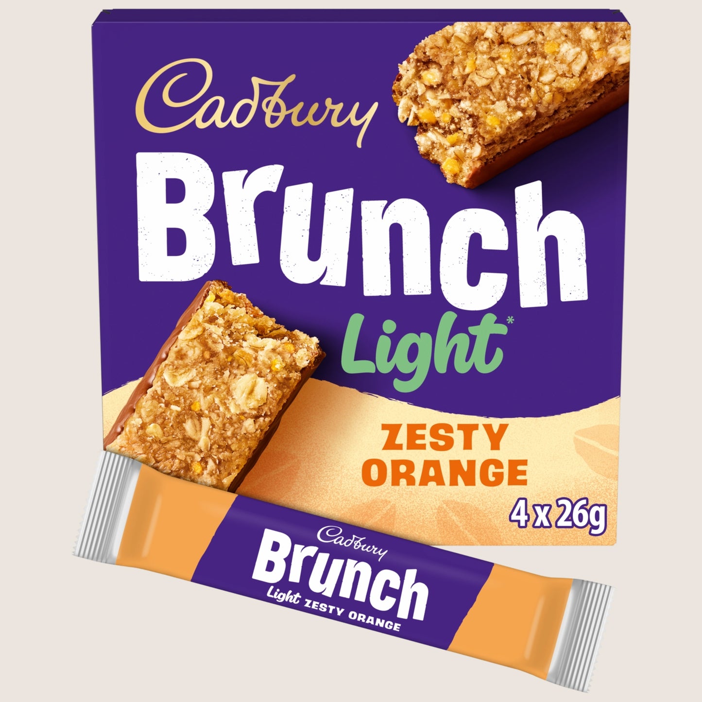 Cadbury Brunch Light Orange Chocolate Cereal Bars 4 Pack Multipack  Vitamin Fortified 104g