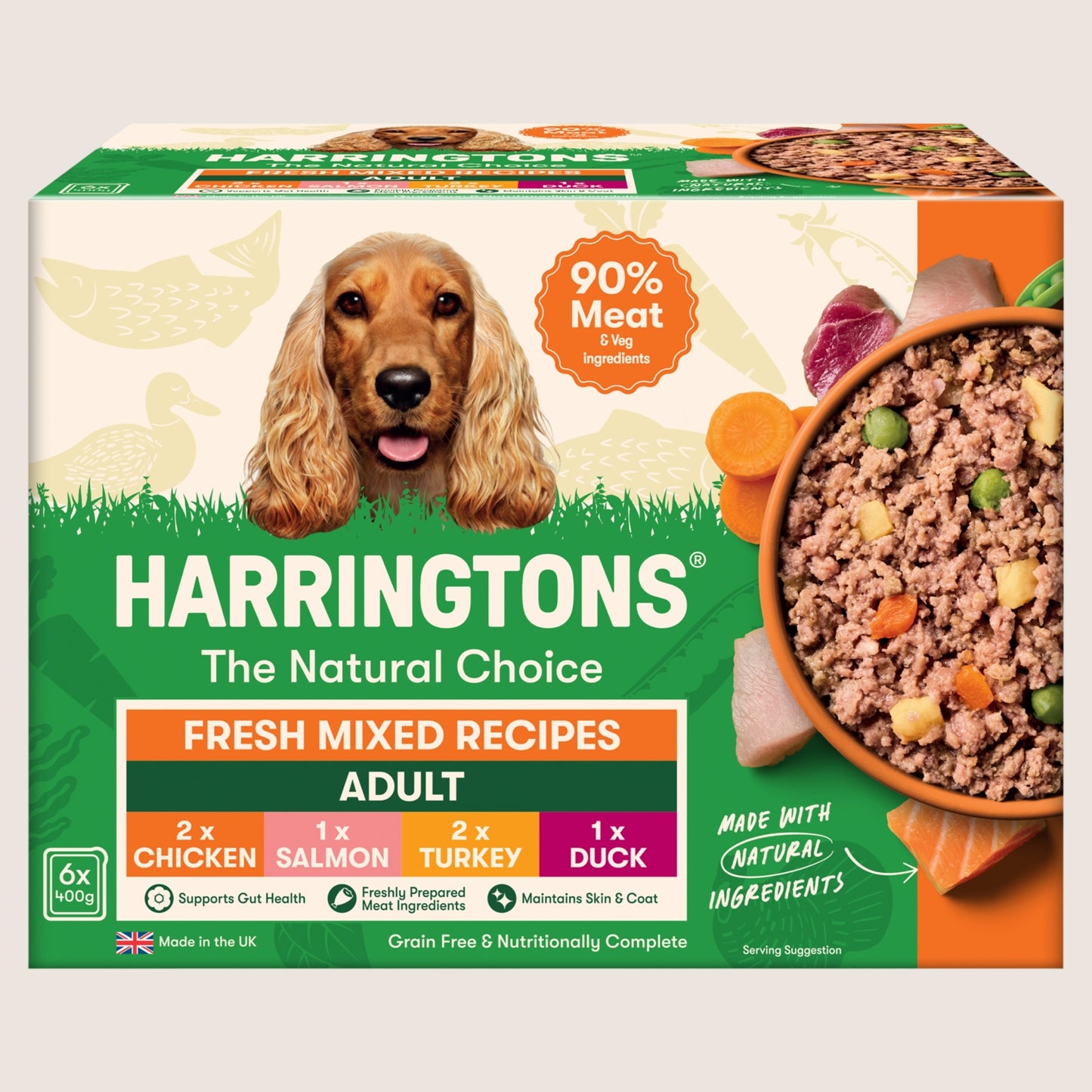 Harringtons Adult Complete Wet Dog Food – Fresh Mixed Recipes with Potato & Veg Grain Free 6x400g
