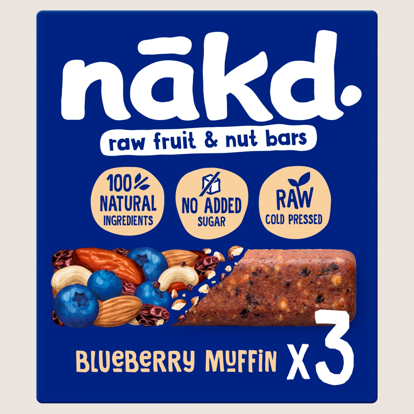 Nakd Blueberry Muffin Fruit & Nut Bars Gluten Free 3 x 35g