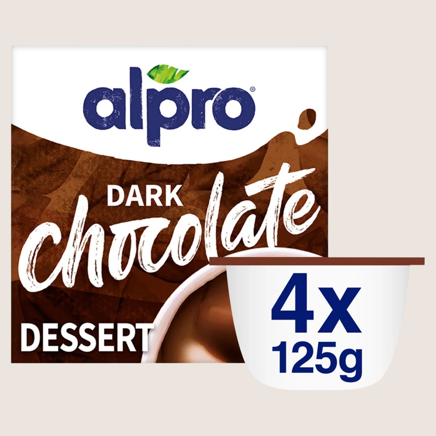 Alpro Dark Chocolate Dairy Free Vegan Soya Dessert No Artificial Additives 4x125g