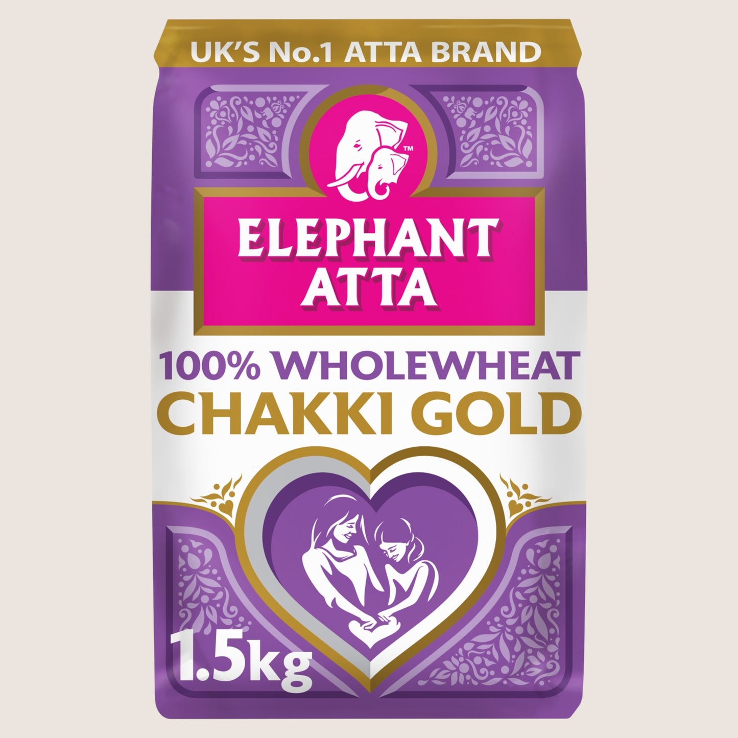 Elephant Atta Chakki Gold Whole Wheat Chapatti Flour Vegan Friendly 1.5kg