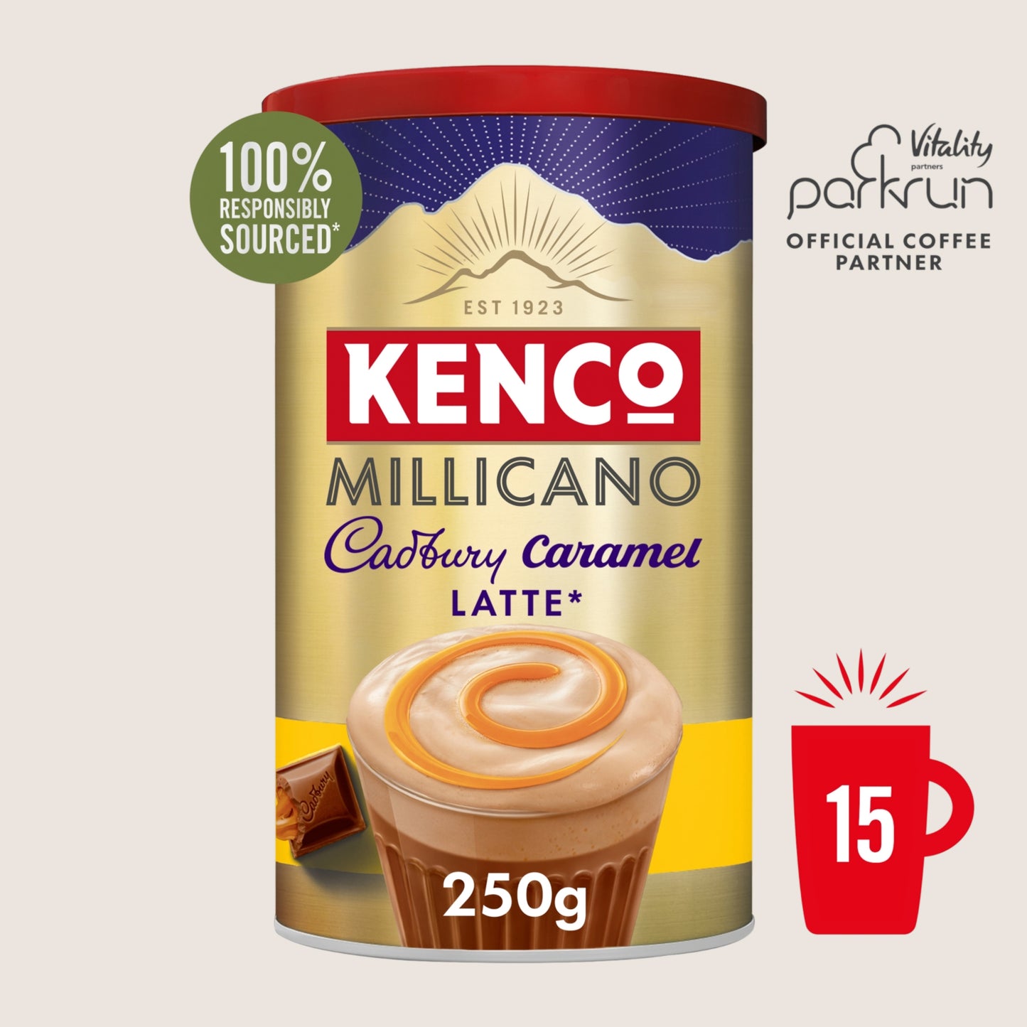 Kenco Millicano Cadbury Caramel Latte Instant Coffee No Artificial Additives 250g