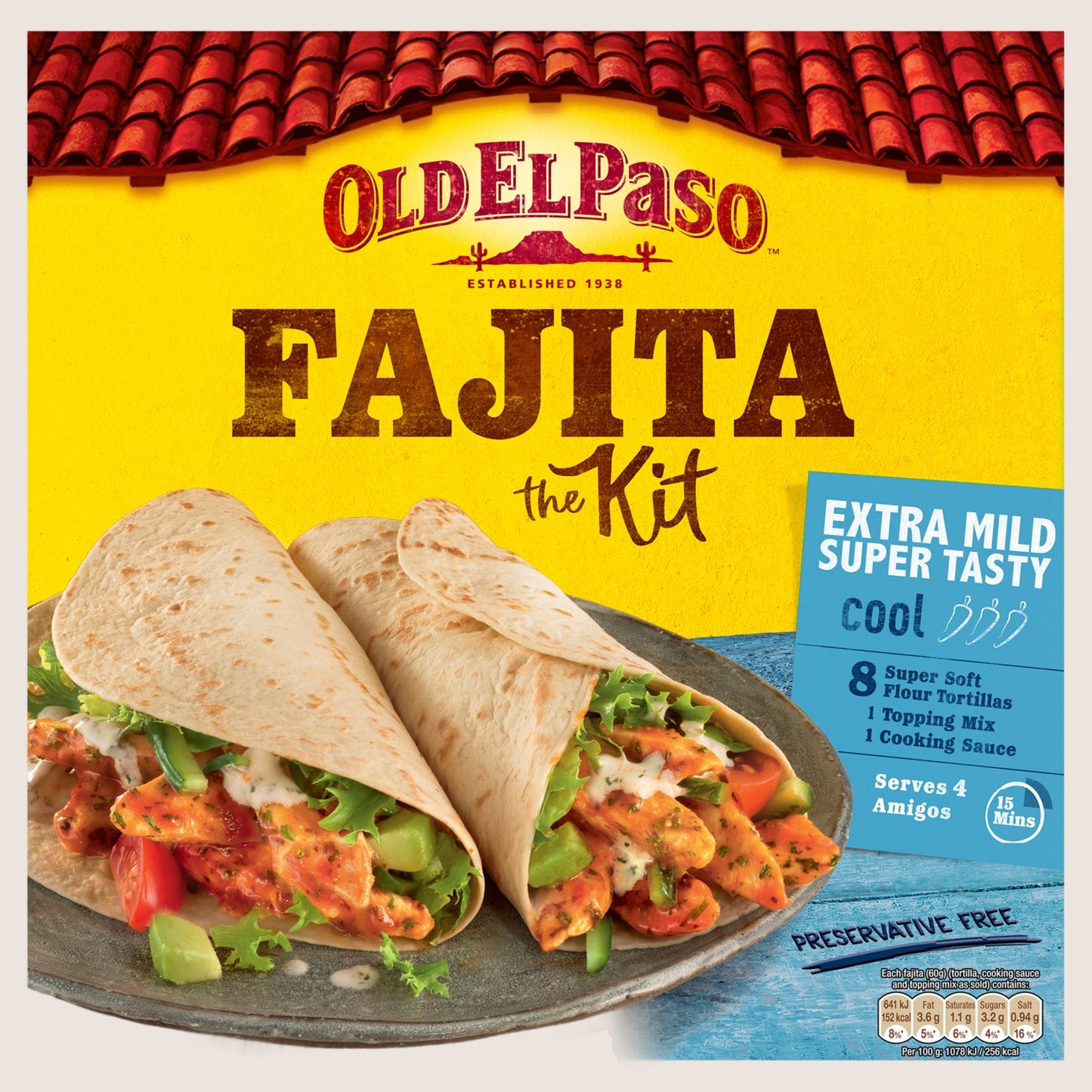 Old El Paso Fajita Kit Extra Mild Super Tasty Free From Preservatives