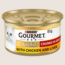 Gourmet Gold Chunks in Gravy Chicken and Liver Wet Cat Food With Taurine 85g