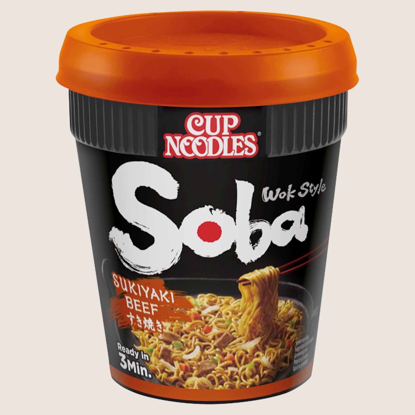 Nissin Nissin Soba Sukiyaki Beef Instant Wok Style Noodles Pot Ready in Minutes 89g
