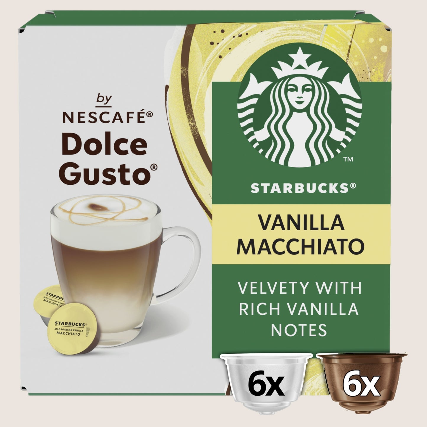 Starbucks ® Madagascar Vanilla Macchiato By Nescafé Dolce Gusto, Coffee Pods x12 No Artificial Additives