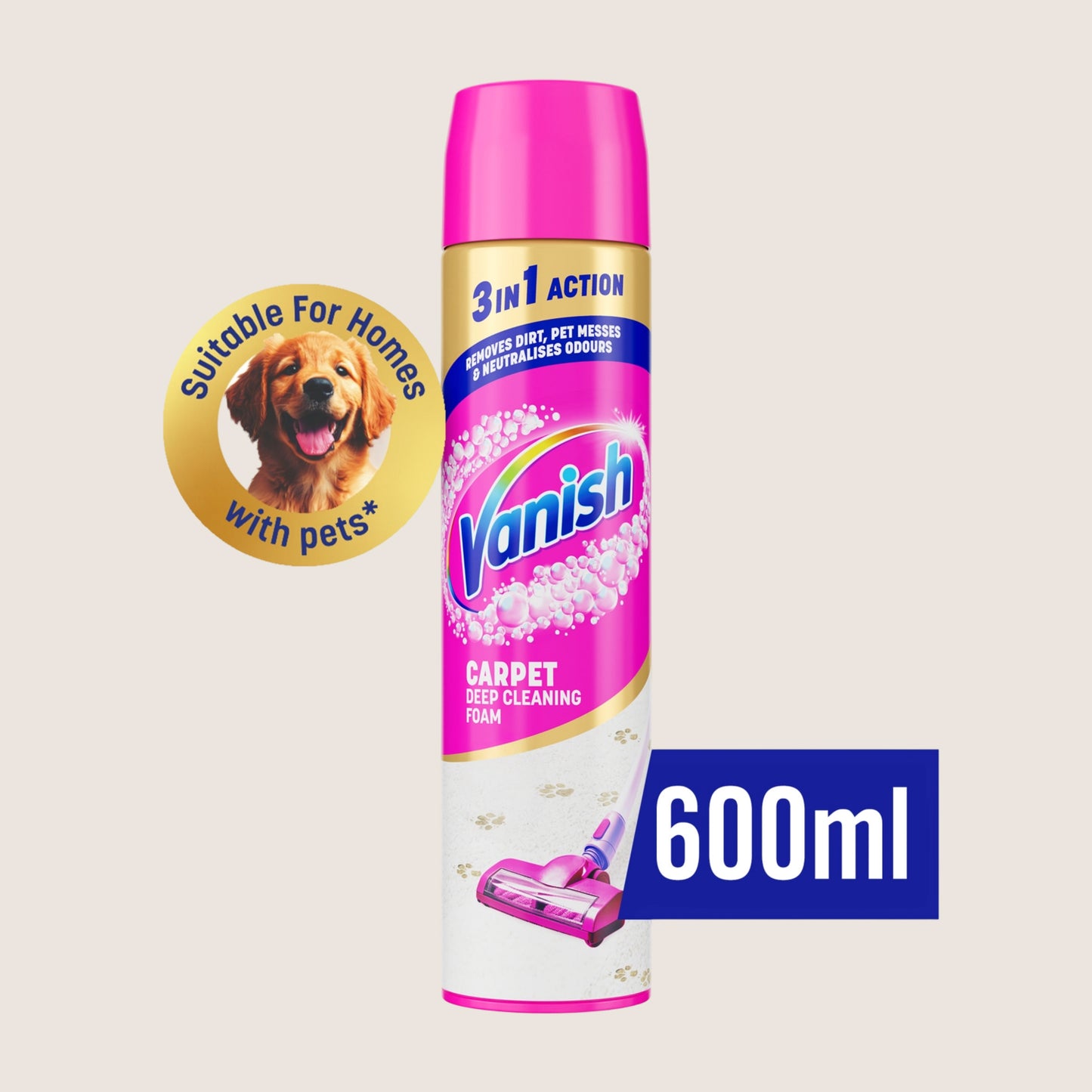 Vanish Oxi Action Carpet Care Vacuum Up Foam Nutritionally Complete 600 ml