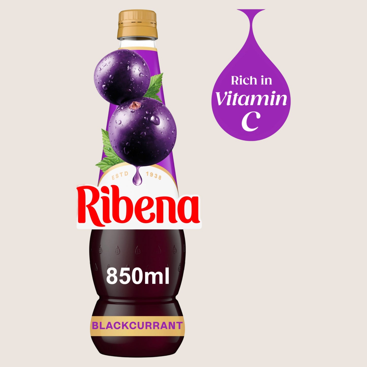 Ribena Blackcurrant Squash No Artificial Additives 850ml