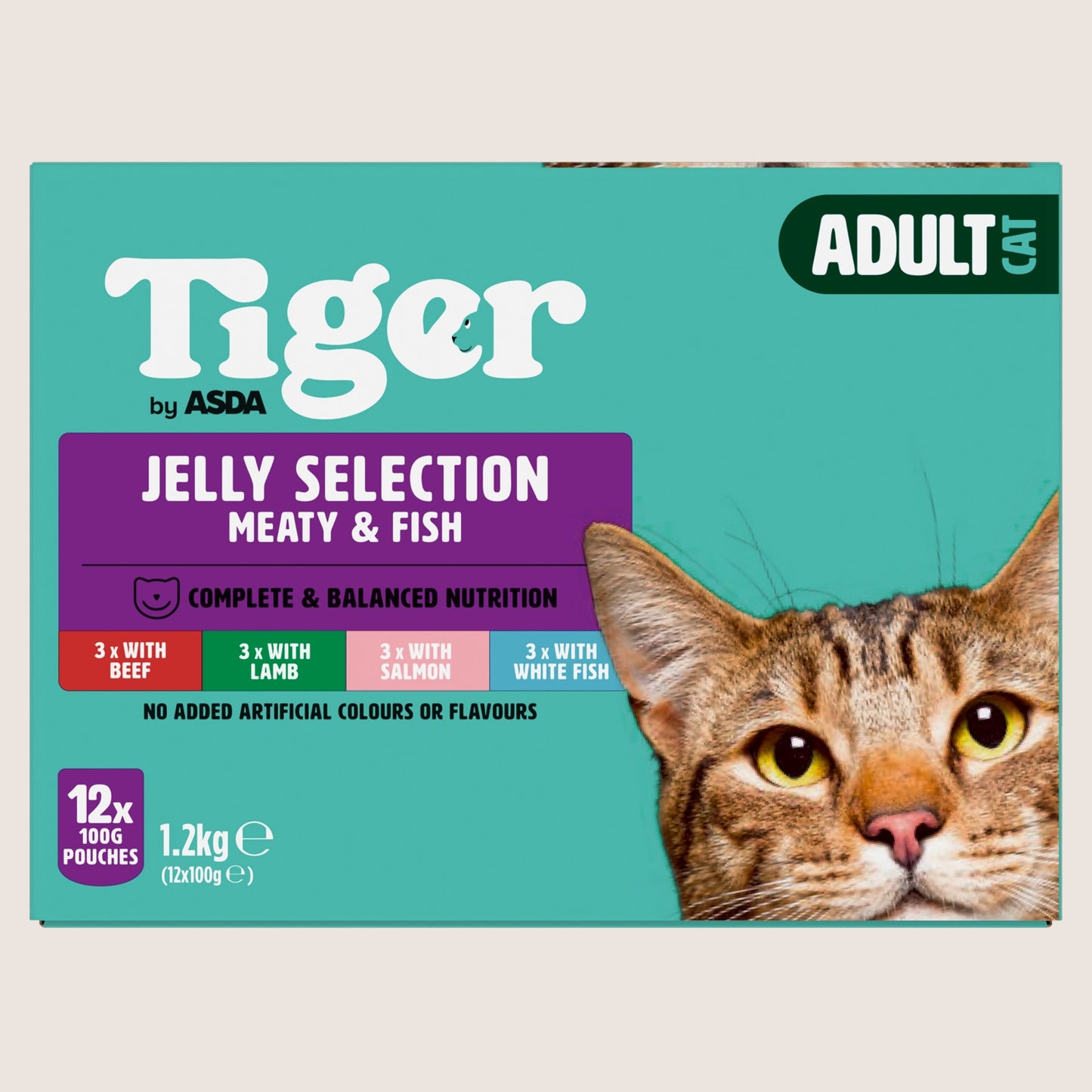Tiger by ASDA Tiger Meaty & Fish Selection in Jelly 1+ Years Complete Nutrition 12 x 100g