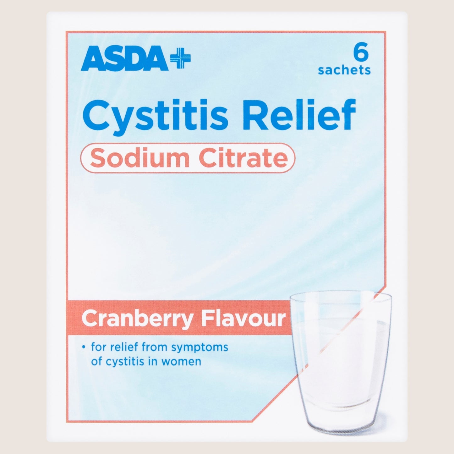 ASDA Cystitis Relief Cranberry Flavour 6 Sachets