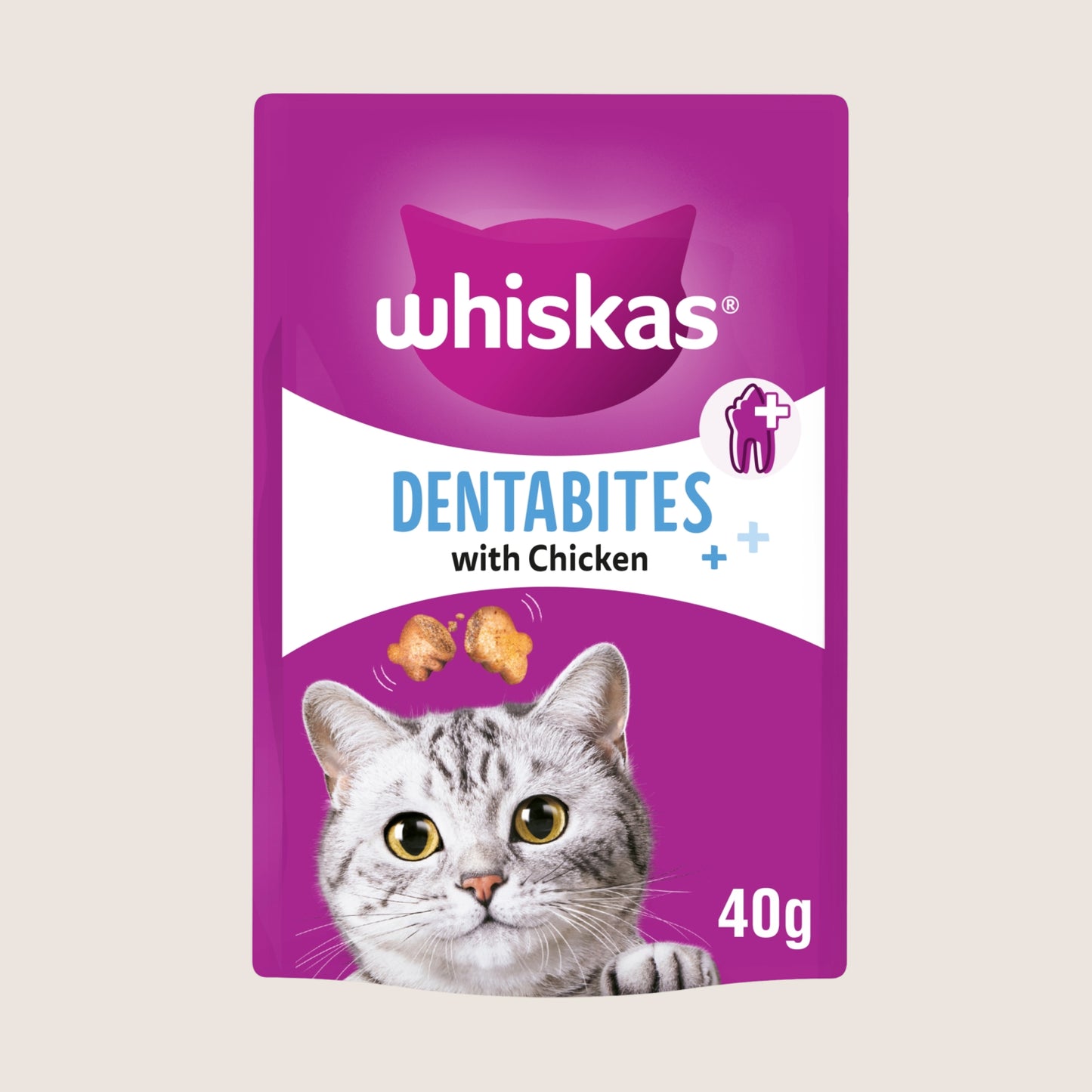 Whiskas Dentabites Adult Cat Treats with Chicken Nutritionally Complete 40g