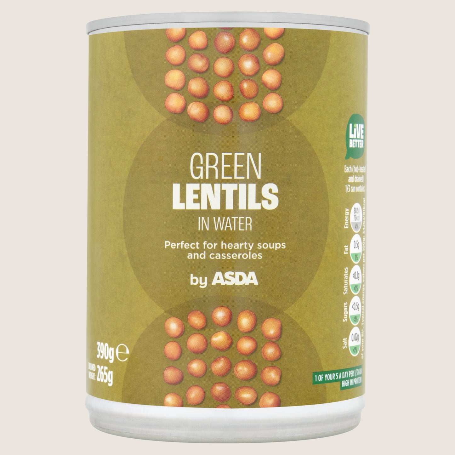 ASDA Green Lentils in Water In Spring Water 390g