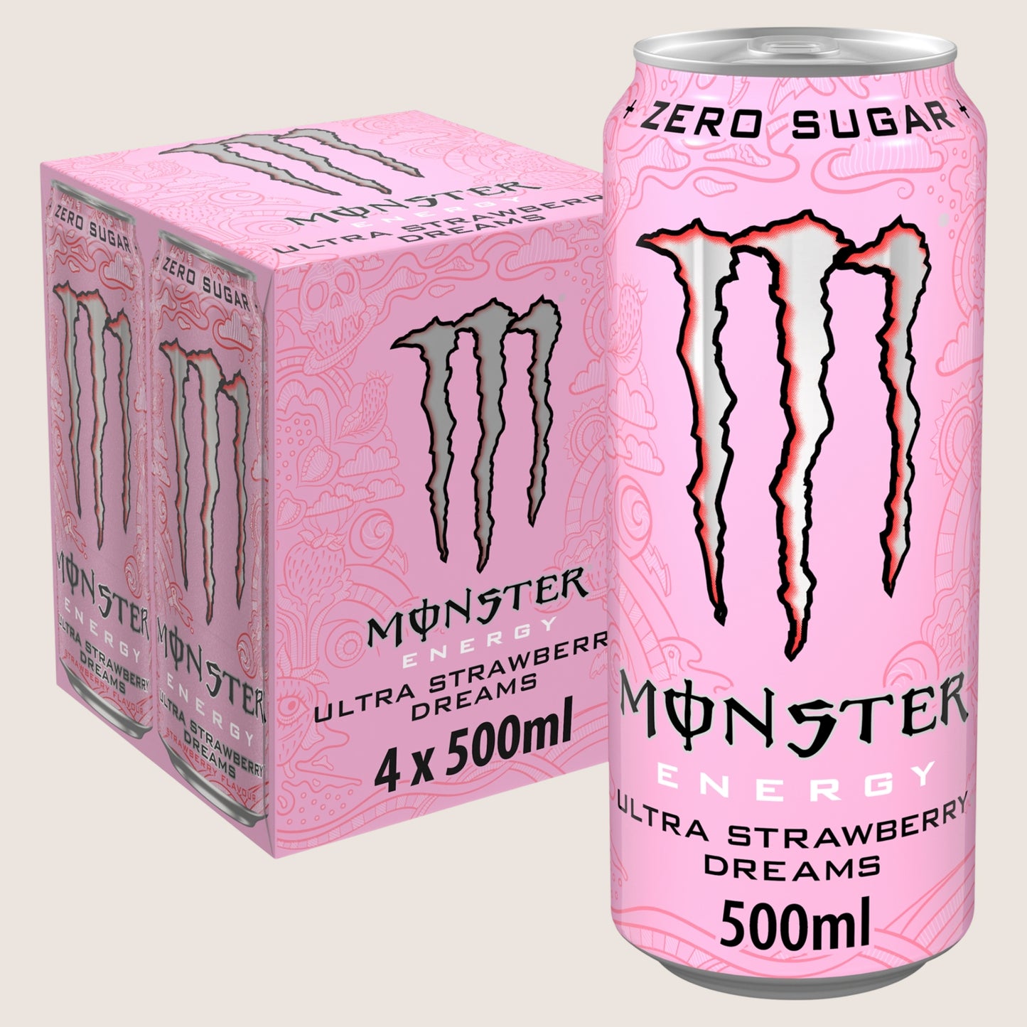 Monster Drink Ultra Strawberry Dreams Zero Sugar 4 x 500ml