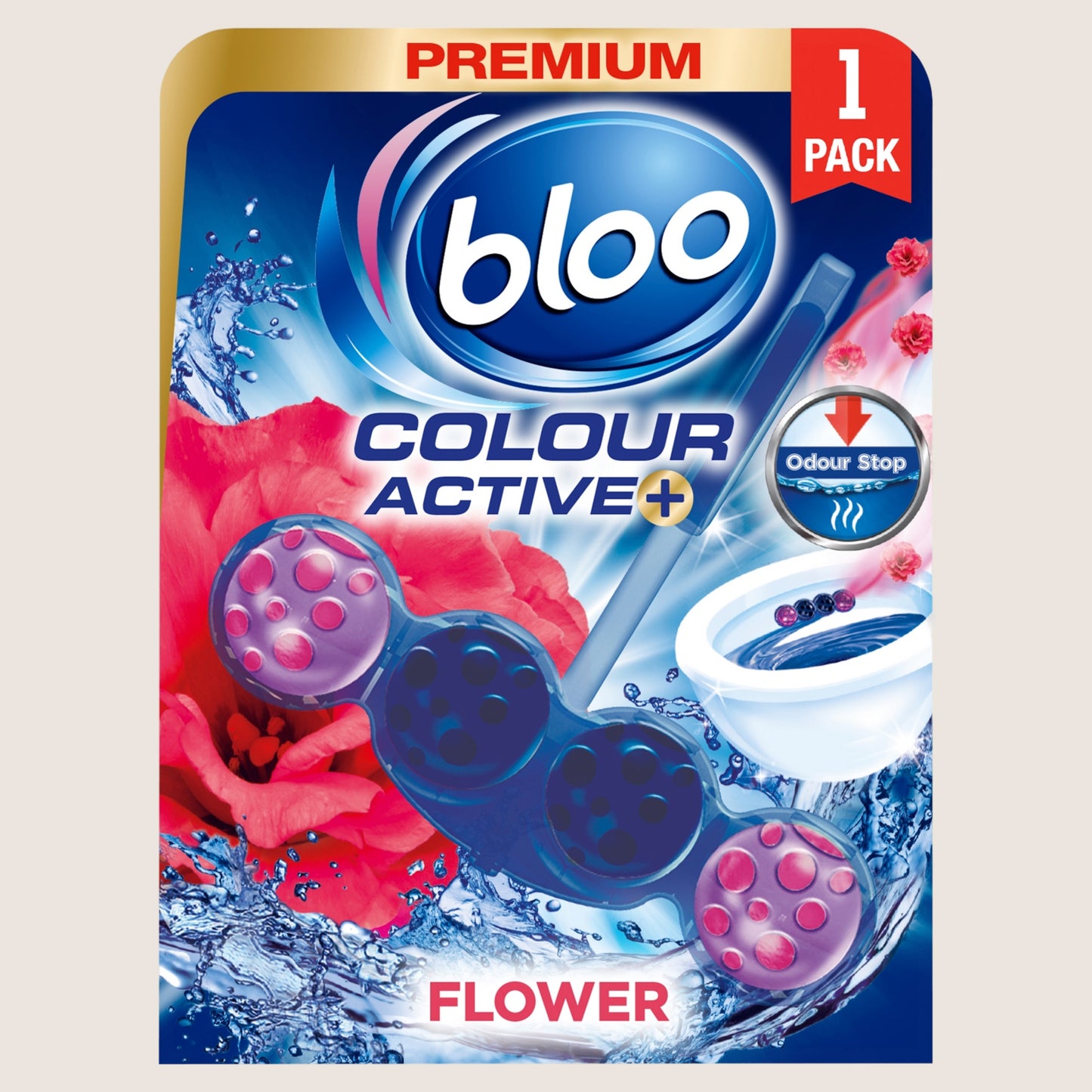 Bloo Colour Active+ Fresh Flowers Toilet Rim Block Colour Protect 50g