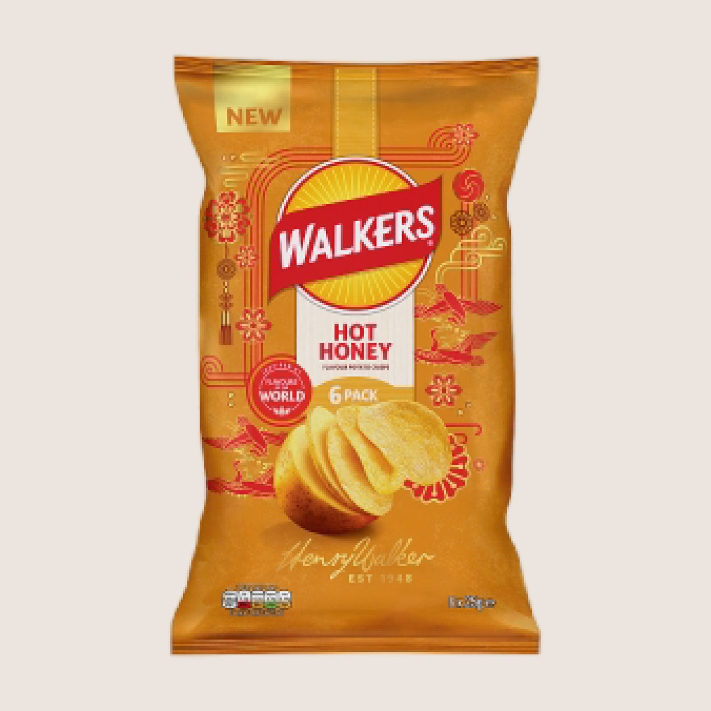 Walkers Snacks Hot Honey Crisps No Artificial Additives 6 x 25g