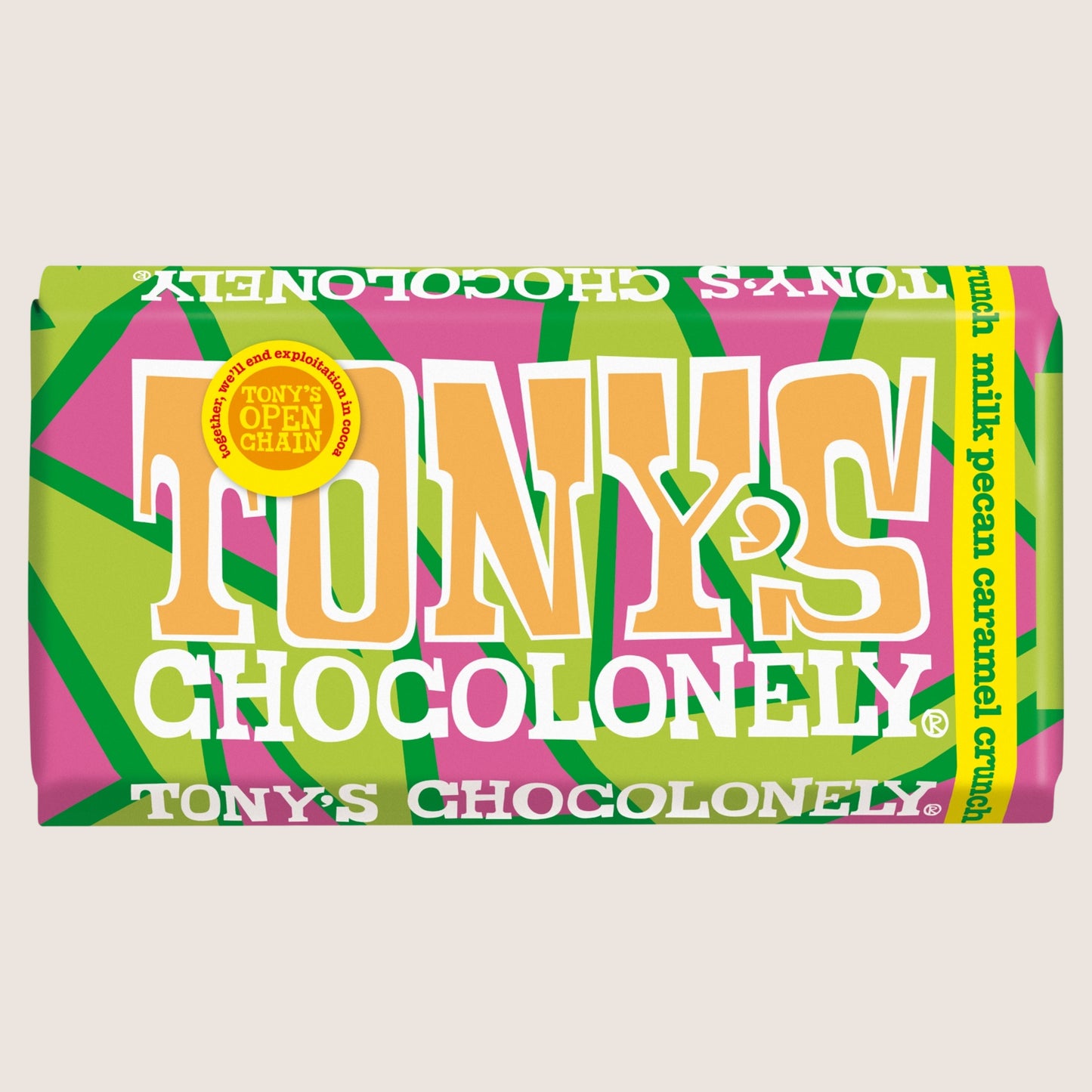 Tony's Chocolonely Milk Chocolate With Pecan, Caramel and Biscuit Pieces 180g
