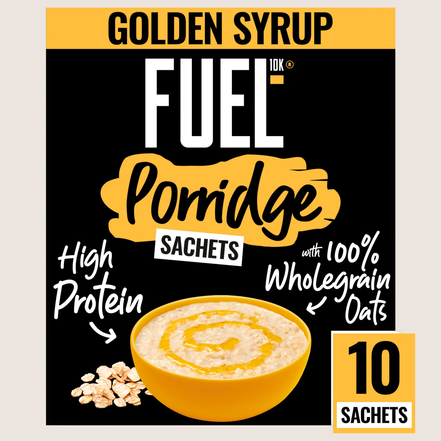 FUEL10K Golden Syrup Protein Porridge Oat Cereal Sachets Protein 10x36g