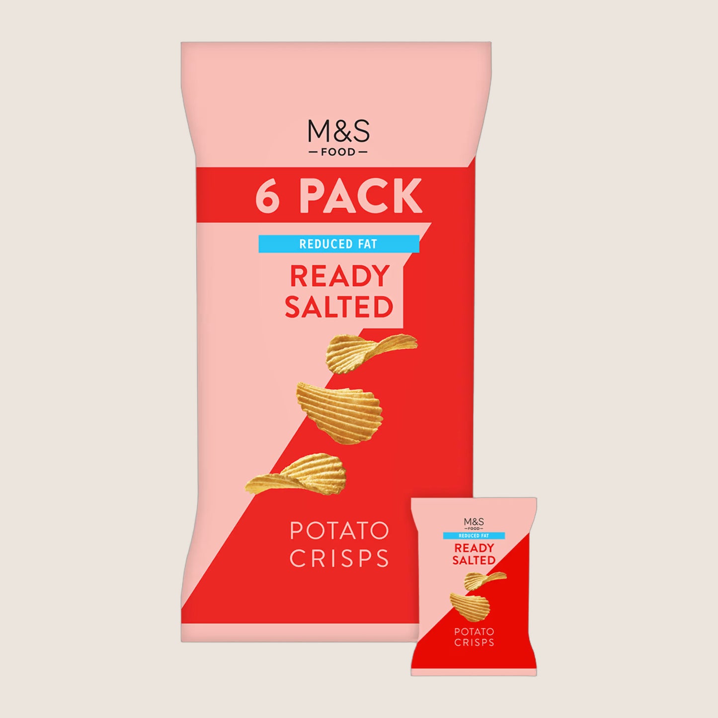 M&S 6 Pack Reduced Fat Ready Salted Crisps 150 g