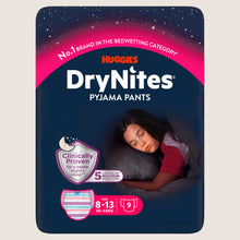 Huggies DryNites Bedwetting Pyjama Nappy Pants Girl Age 8-13 - 9 Pants Gentle Formula