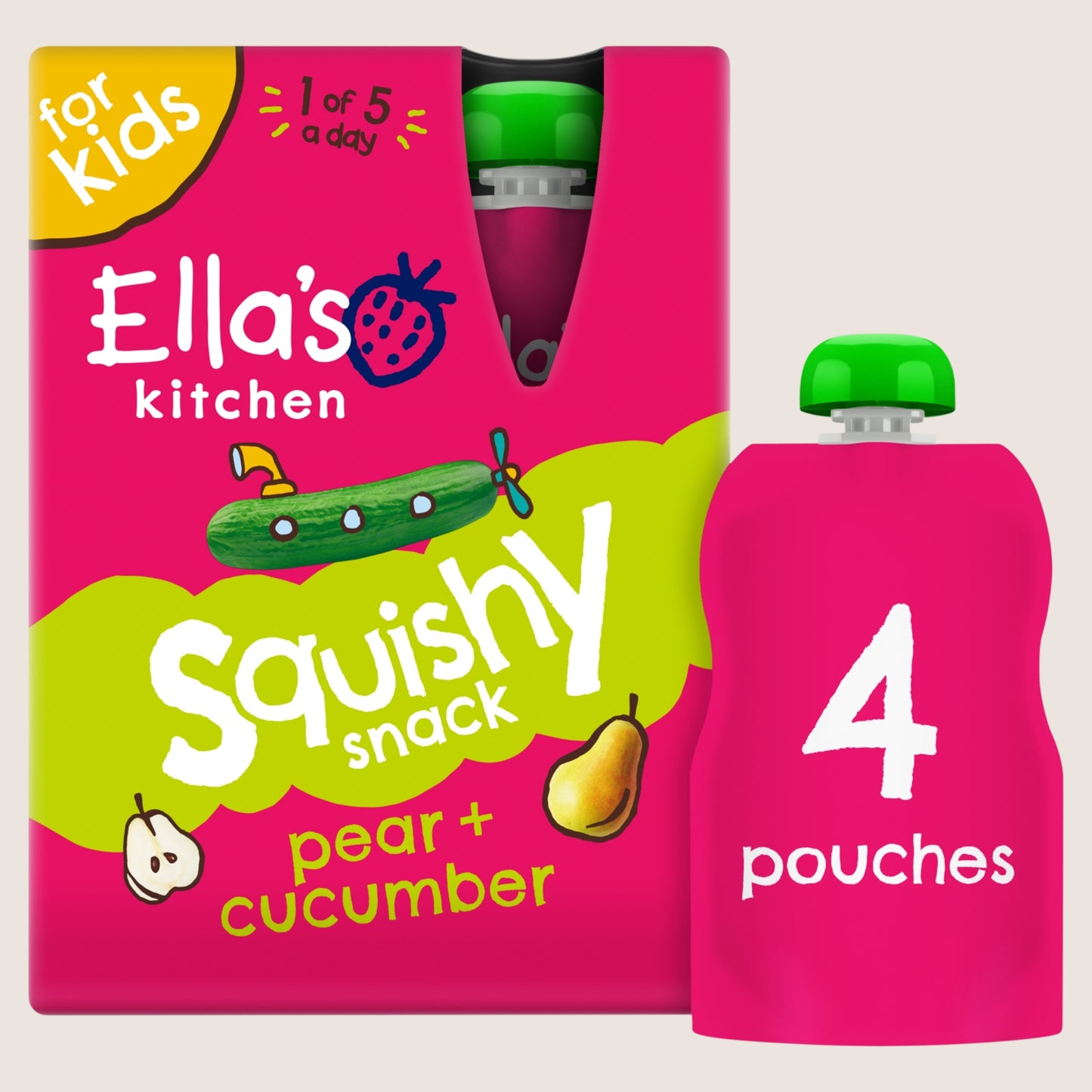 Ella's Kitchen Pear + Cucumber Squishy Snack Gentle Formula 4 x 100g