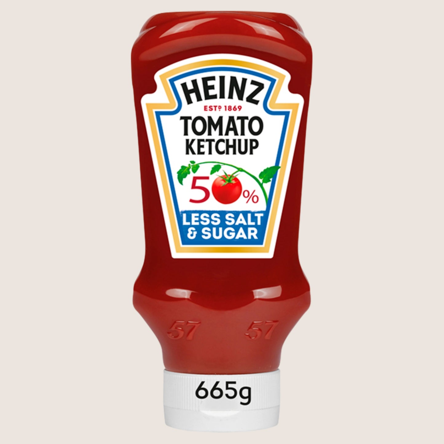 Heinz 50% Less Sugar & Salt Tomato Ketchup Kosher Certified 665g