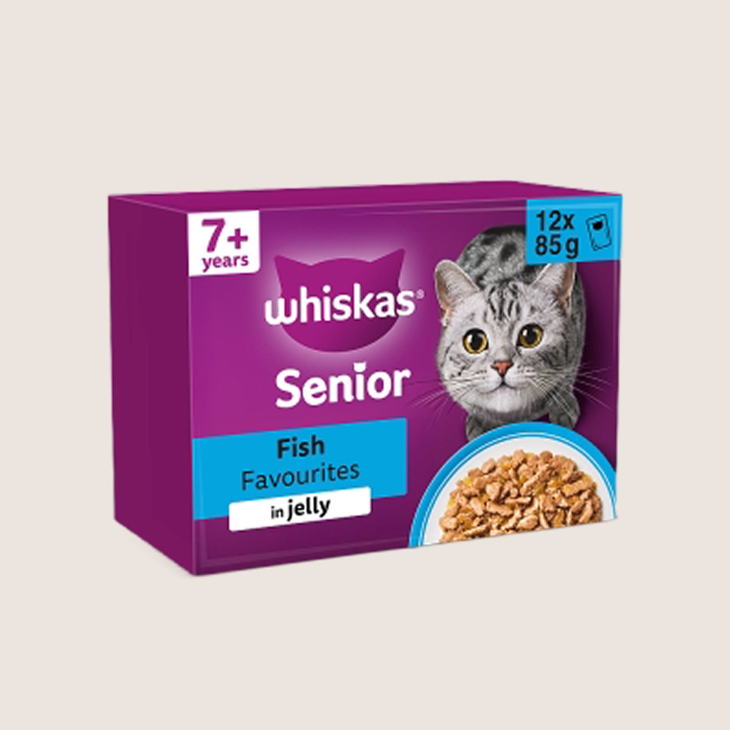 Whiskas Senior 7+ FISH Favourites Wet Cat Food Pouches in Jelly Senior Formula 12 x 85g