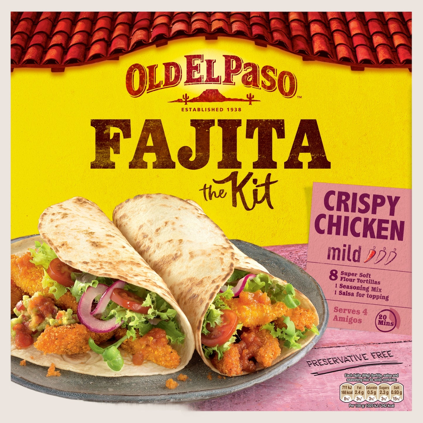 Old El Paso Crispy Chicken Fajita the Kit Free From Preservatives 555g
