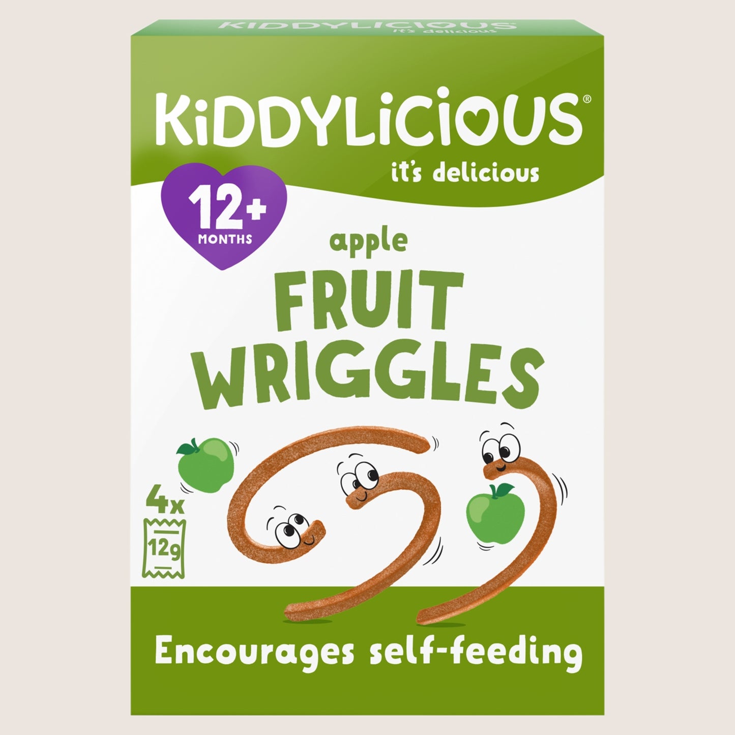 Kiddylicious Apple Fruit Wriggles 12+ Months Gluten Free 4 x 12g