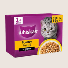 Whiskas 1+ POULTRY Feasts Wet Cat Food Pouches in Gravy With Taurine 12 x 85g