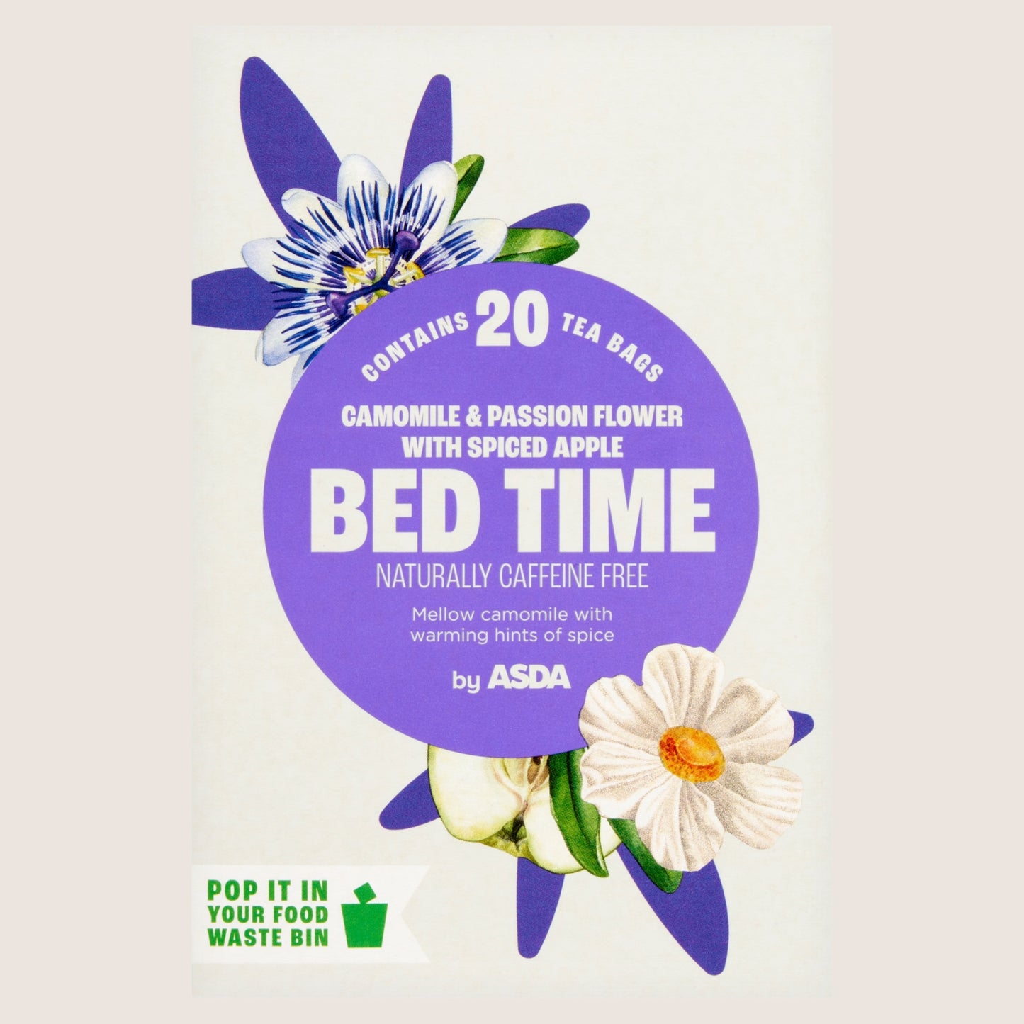 ASDA 20 Bed Time Camomile & Passion Flower with Spiced Apple Tea Bags No Artificial Additives 30g