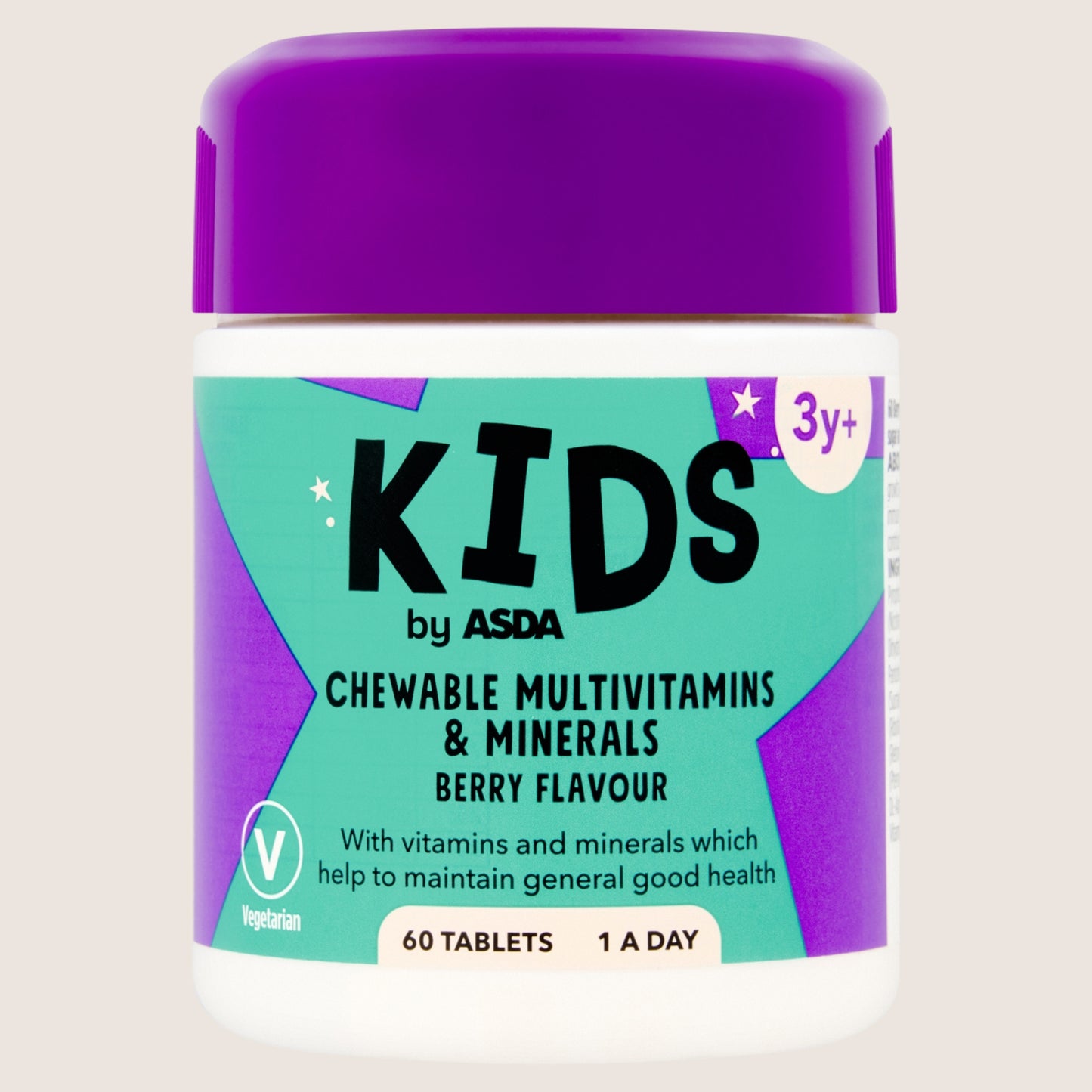 ASDA Kids Chewable Multivitamins & Minerals Berry Flavour 60 Tablets