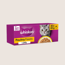 Whiskas 1+ POULTRY Feasts Wet Cat Food Pouches in Jelly With Taurine 40 x 85g
