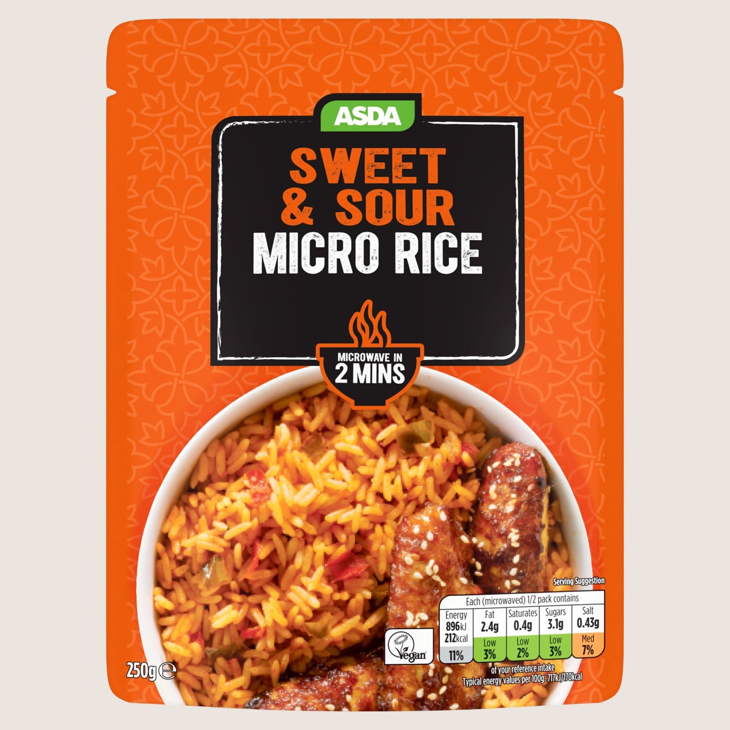 ASDA Sweet & Sour Micro Rice No Artificial Additives 250g