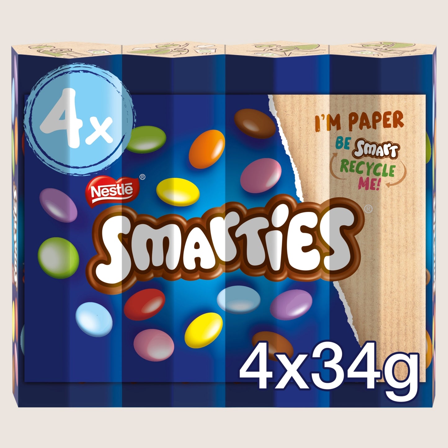 Smarties Milk Chocolate Tube 4 Pack 136g