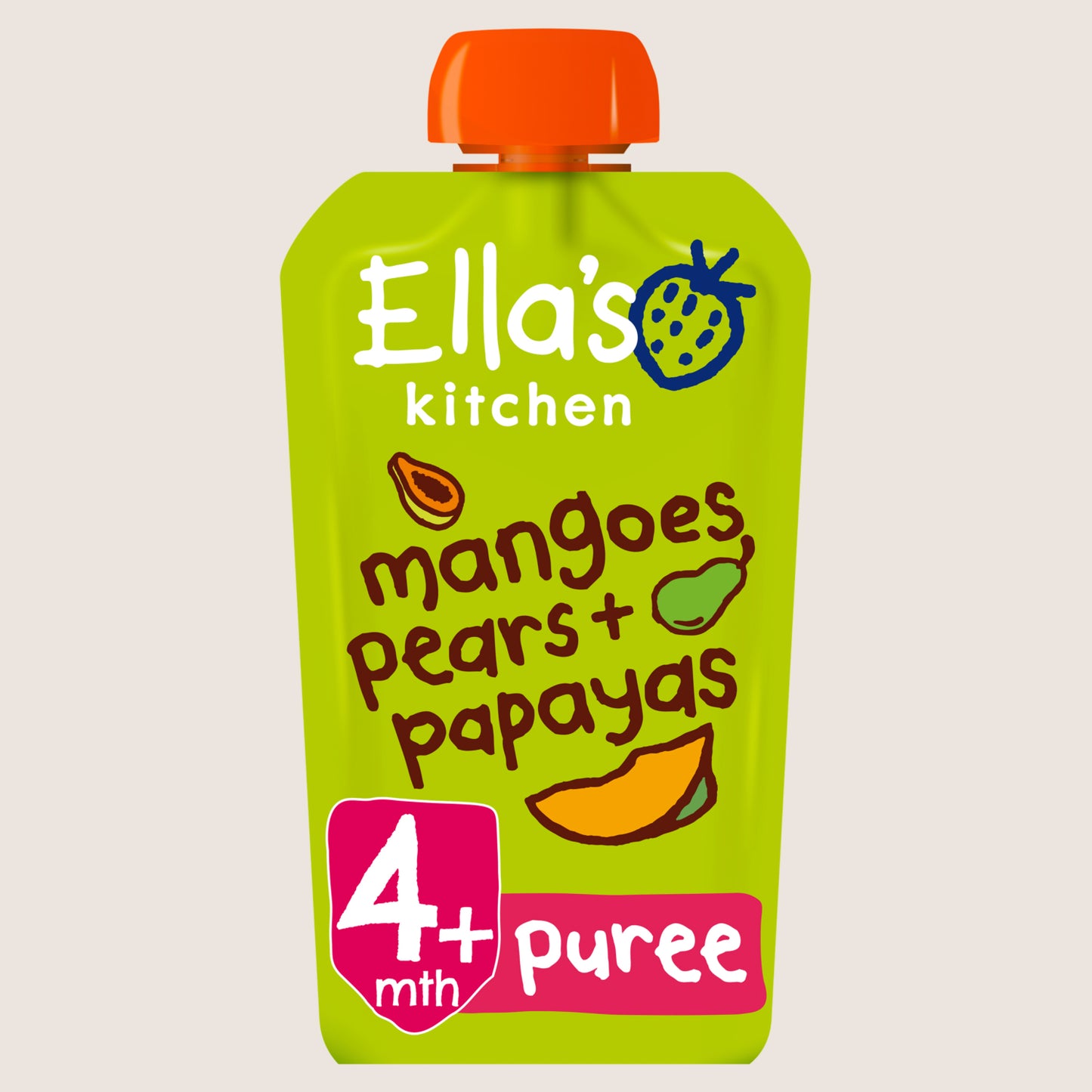 Ella's Kitchen Organic Mangoes Pears and Papaya Baby Pouch 4+ Months 120g