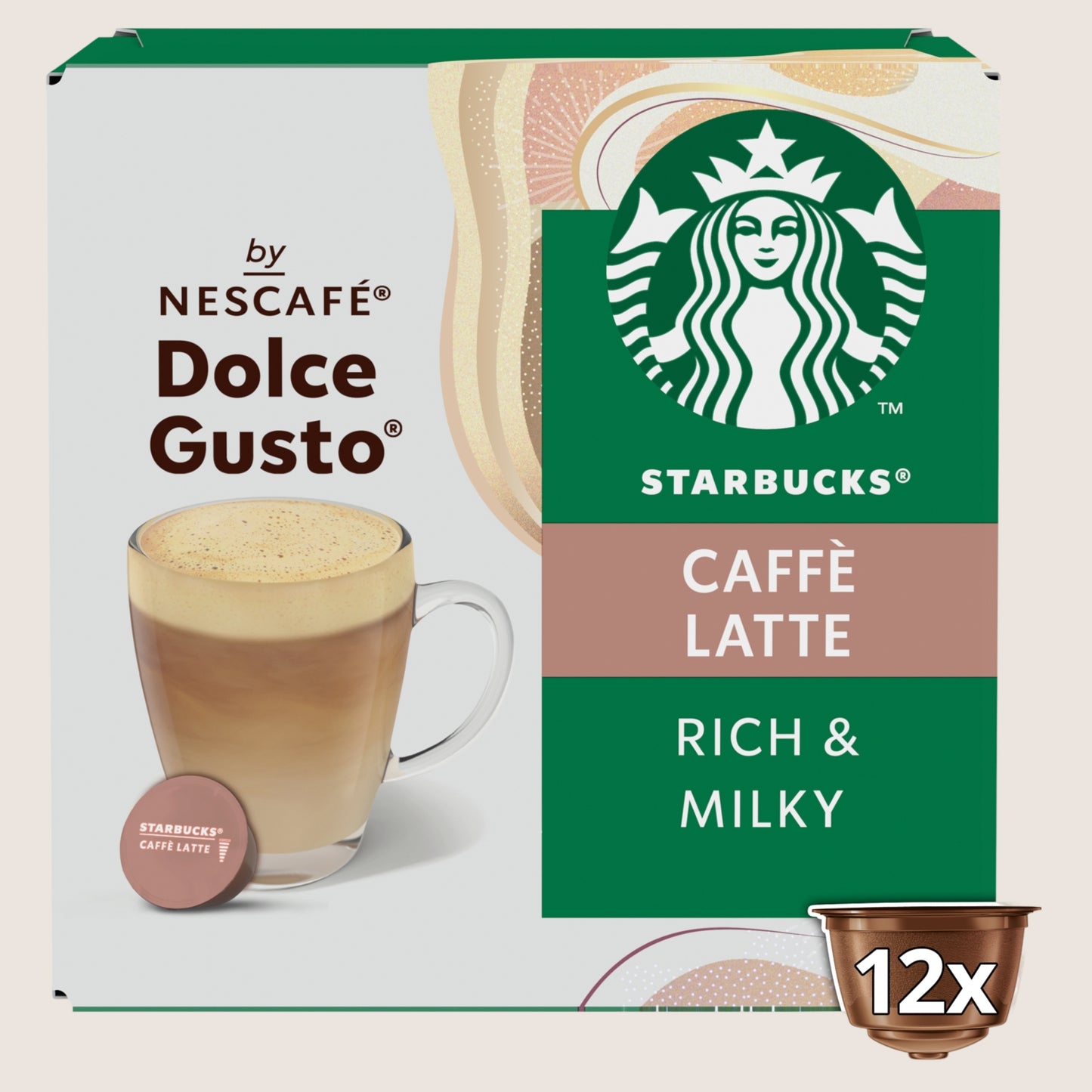 Starbucks ® Caffe Latte By Nescafé Dolce Gusto, Coffee Pods x12 No Artificial Additives