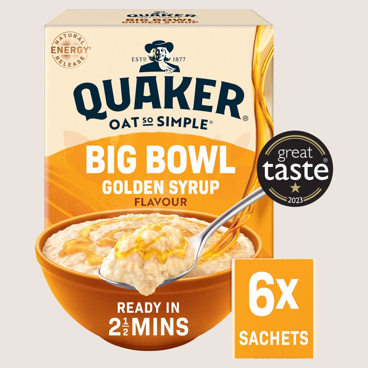 Quaker Oat So Simple Big Bowl Golden Syrup Porridge Sachets Wholegrain 6x49.6g