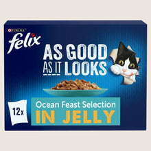 Felix As Good As it Looks Ocean Feasts in Jelly Wet Cat Food With Omega Oils 12x85g