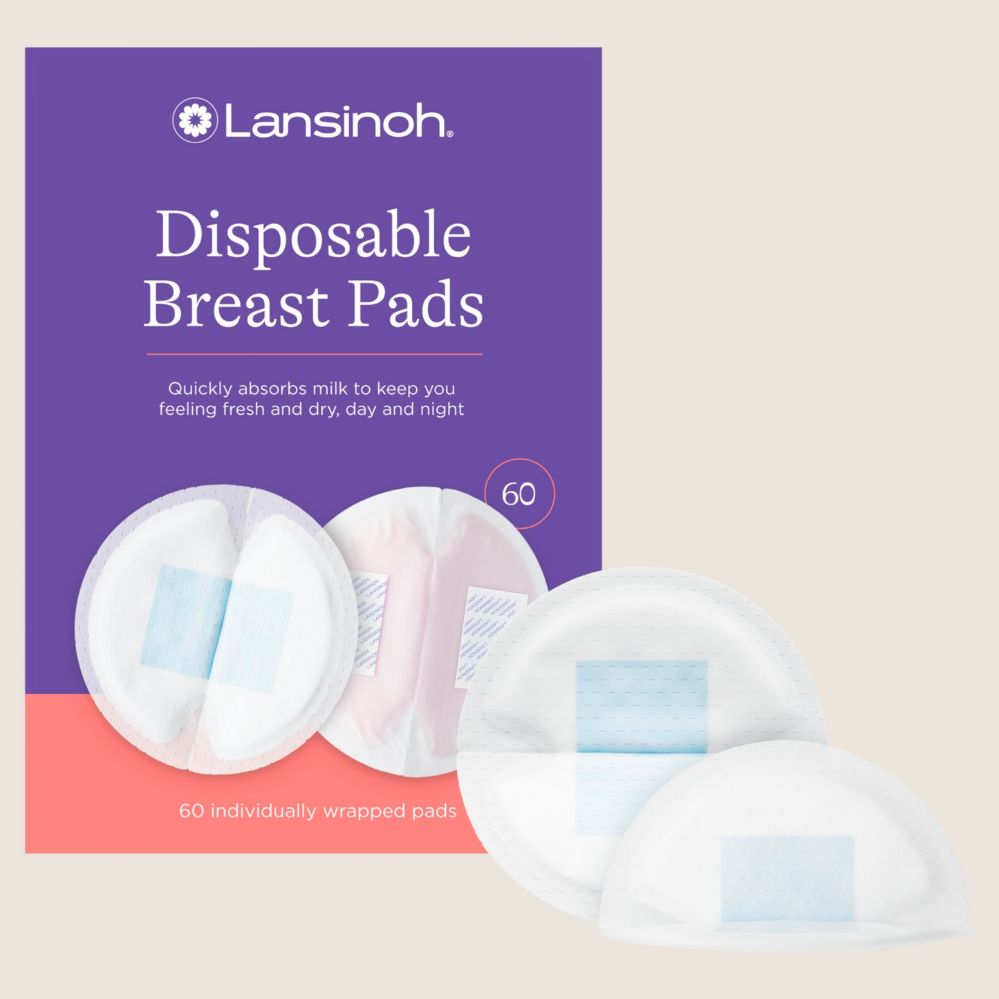 Lansinoh Disposable Breast Pads - - Breastfeeding Essentials Gentle Formula 60 Pack