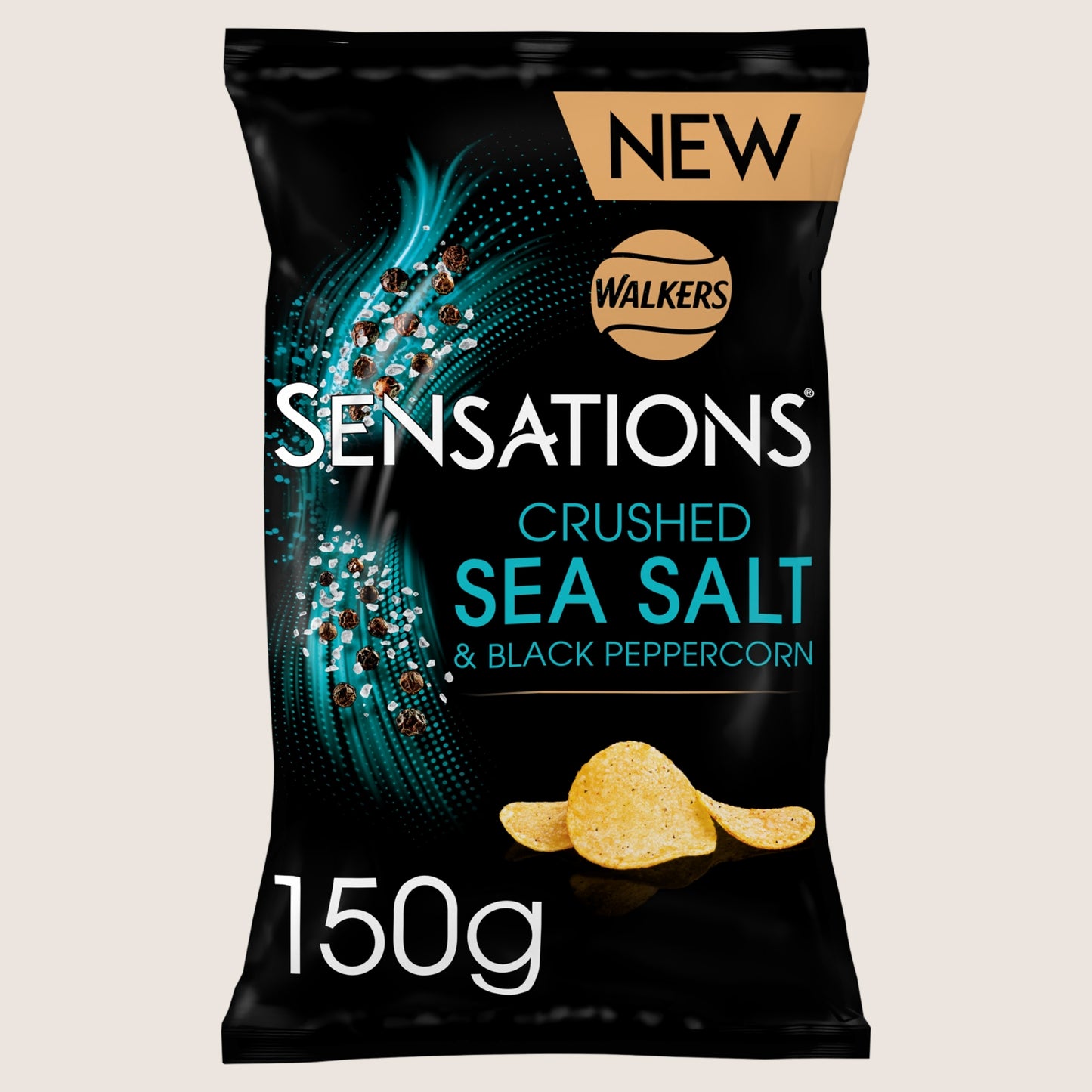Walkers Sensation s Salt & Black Peppercorn Sharing Crisps No Artificial Additives 150g