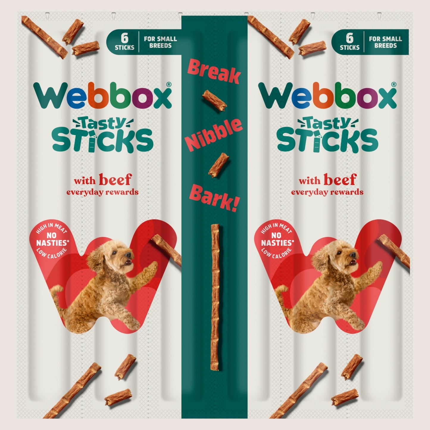 Webbox 6 Tasty Sticks with Beef Grain Free 30g