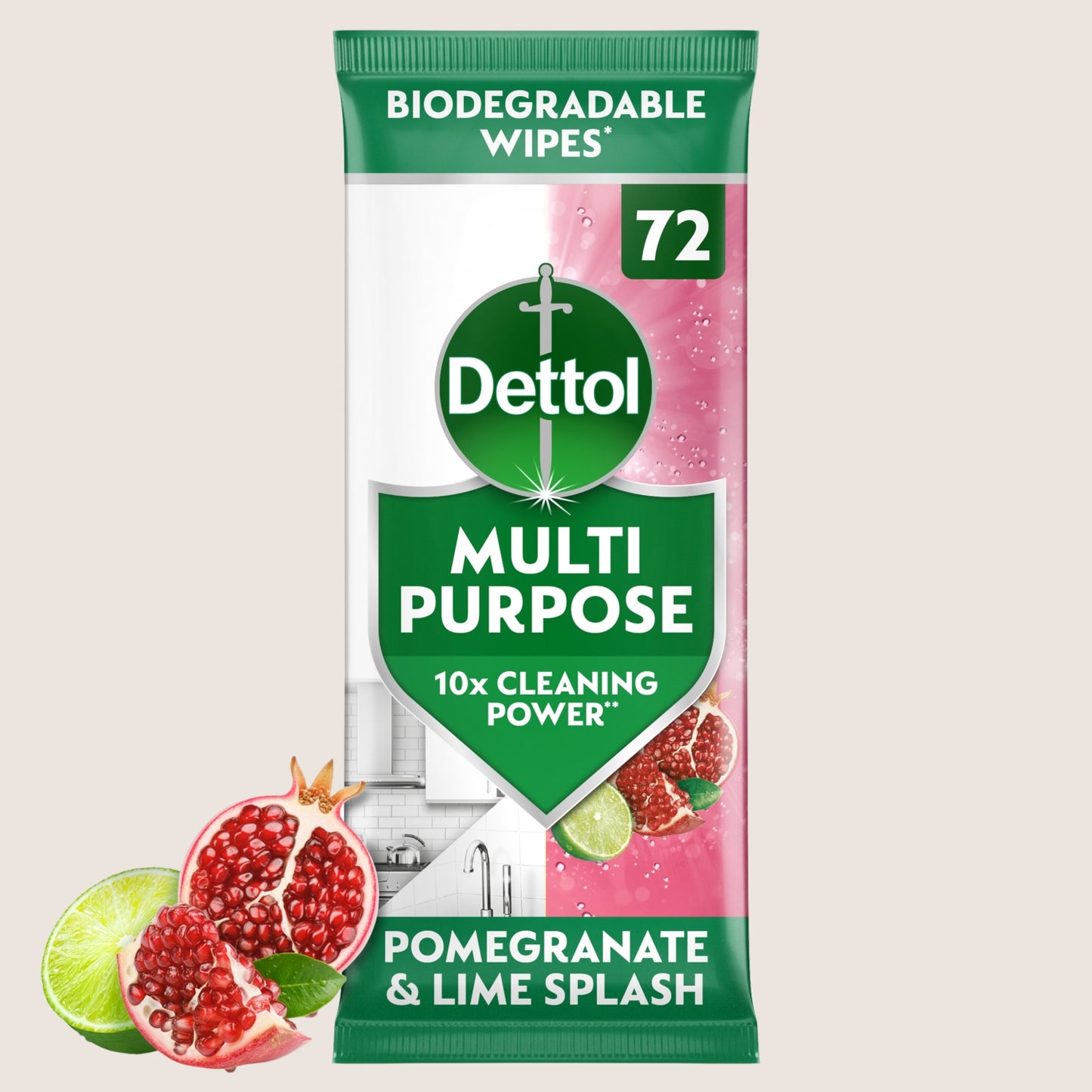 Dettol Pomegranate & Lime Splash Multi Purpose Wipes 72