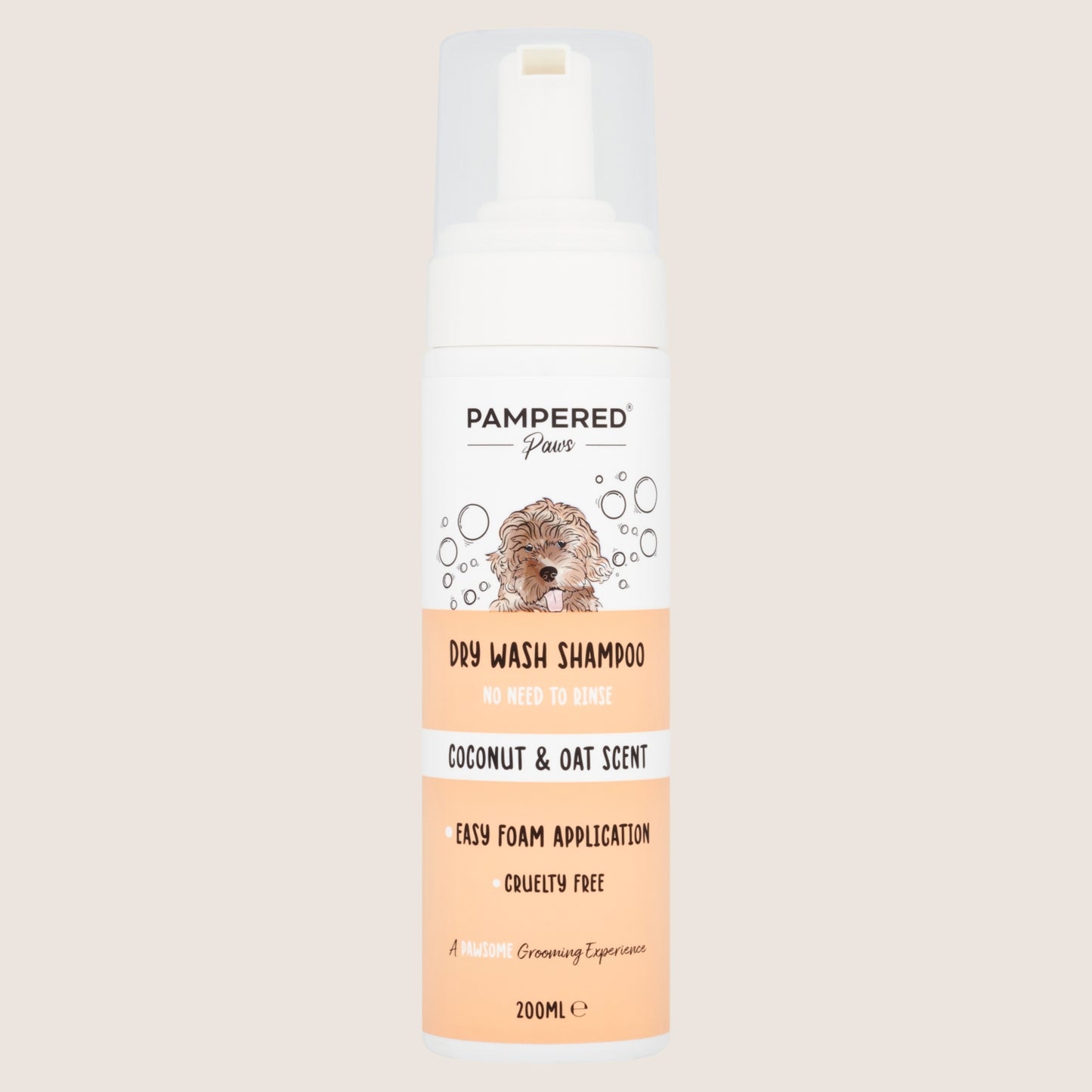 Pampered Paws Coconut & Oat Scent Dry Wash Shampoo 200ml