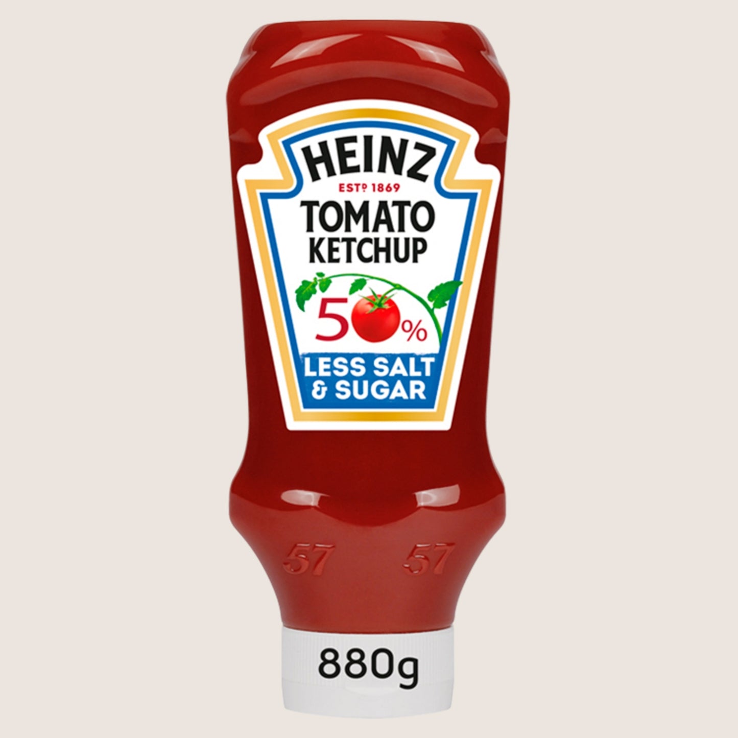 Heinz 50% Less Sugar & Salt Tomato Ketchup Kosher Certified 880g
