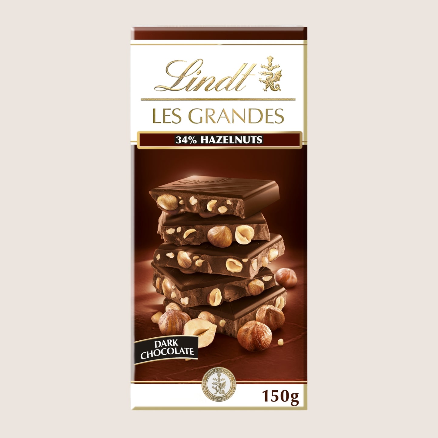 Lindt Les Grandes Dark Chocolate Hazelnut Bar 150g