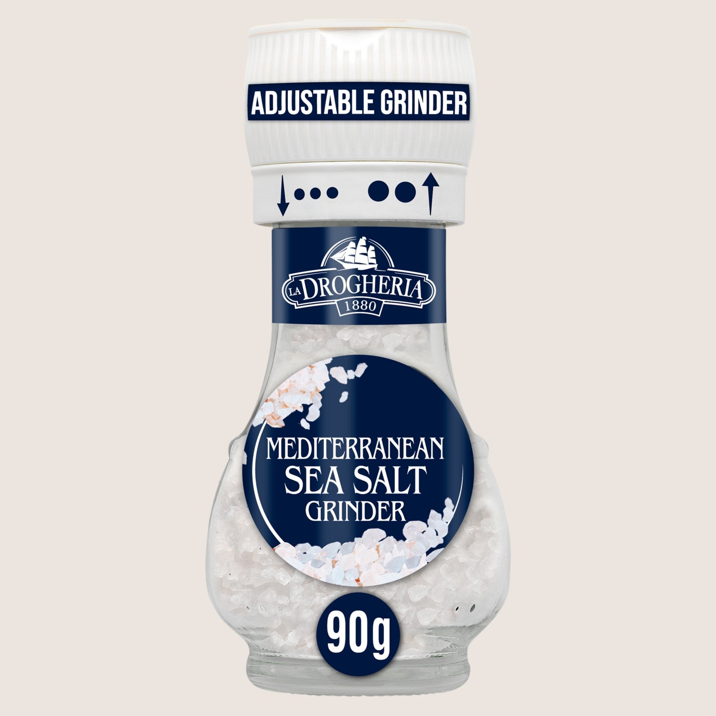 La Drogheria La Mediterranean Sea Salt Mill Adjustable Grinder Natural Sea Salt 90g