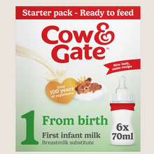 Cow & Gate 1 First Infant Baby Milk Liquid Formula Starter Pack Ready to Feed From Birth Suitable from Birth 6x70ml